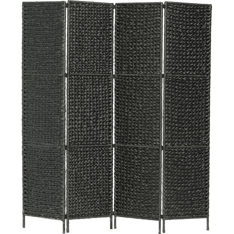 4-teiliger Paravent Schwarz 154×160 cm Wasserhyazinthe