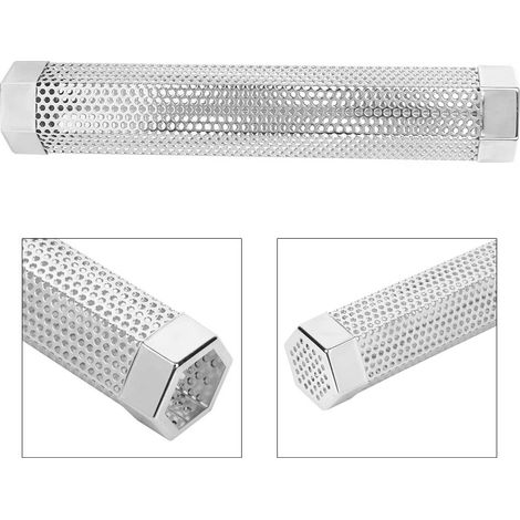 Tube à Fumée Hexagonale en Acier Inoxydable 12in pour Barbecue avec Crochet Brosse (1/5)