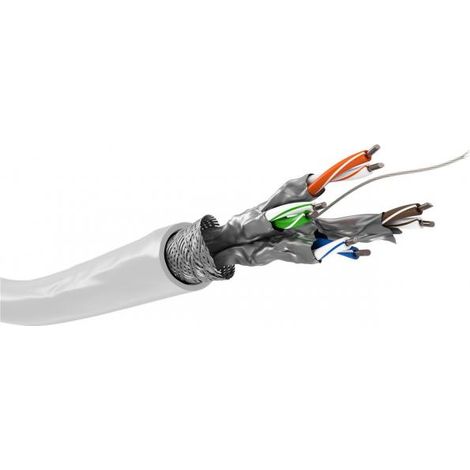 CAT 6 cavo di rete matassa, S/FTP (PiMF), bianco, miscela di rame CCA per applicazioni SOHO, AWG 23/1 (solid), PVC. Lunghezza del Cavo 305 m (1/4)