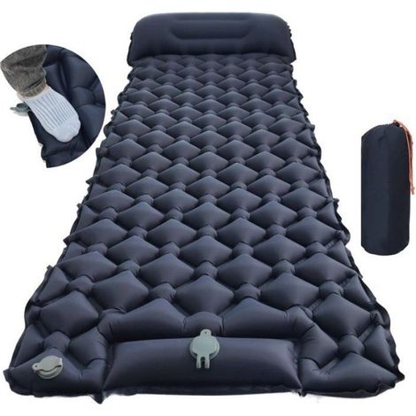 Matelas gonflable autogonflant 195x60x5 cm – Nylon 40D imperméable – Gonflage rapide avec pompe intégrée – Pour camping et randonnée (1/5)
