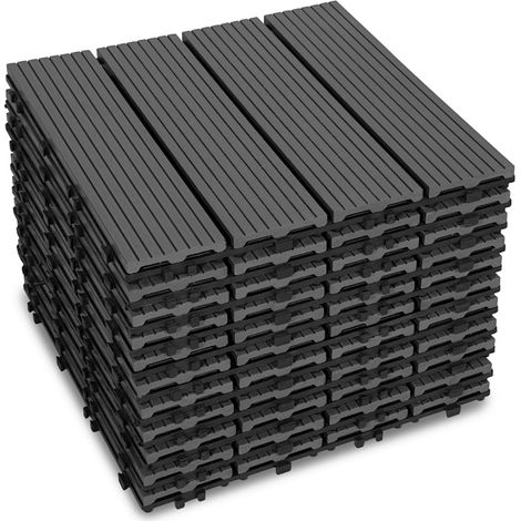 TolleTour Piastrelle per terrazza, set da 88 pezzi per terrazza da giardino, antracite, 30 x 30 cm - 8 m²