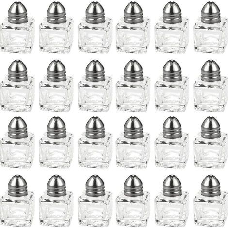 Ensemble de 24 mini salières et poivrières (verre et acier inoxydable, 15 ml) (1/5)