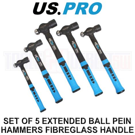 US PRO Ball Pein Hammers Set 5pc 8oz 16 24 32oz 40oz Machinists TPR Hammer 4531 (1/4)