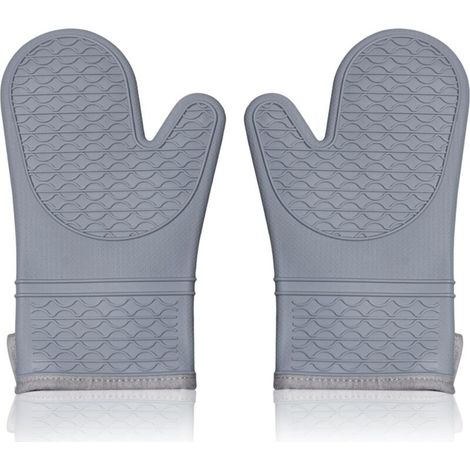 Set mit 2 Silikon-Ofenhandschuhen, hitzebeständige Ofenhandschuhe mit weichem Baumwollfutter, wasserdichte, rutschfeste Ofenhandschuhe, Topflappen für den Grill (1/4)
