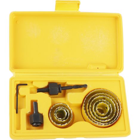 Kit de 11 Fraises à Couronne pour Bois, Diamètre 19-64mm, Outillage Menuiserie Professionnel Jaune (1/5)