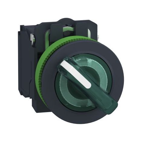 Harmony XB5 bouton à manette lumineux flush 2 positions fixe vert 1O+1F 24V SCHNEIDER XB5FK123B5