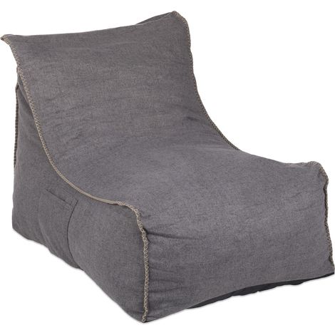 Puff sacco con schienale ergonomico salotto camera da letto 95 x 75 x 75 cm seduta comoda atmosfera accogliente in tessuto grigio 130009870
