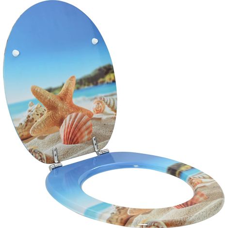 Soft-Close Toilet Seat Light Blue 44 x 38 cm MDF board vidaXL
