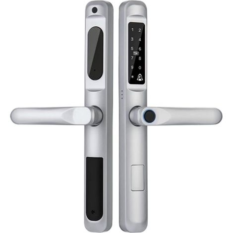 Serrure de porte intelligente Tuya WiFi App étanche serrure de porte intelligente en aluminium serrure biométrique empreinte digitale poignée de porte serrure numérique sans clé for verre coulissant ( (1/5)