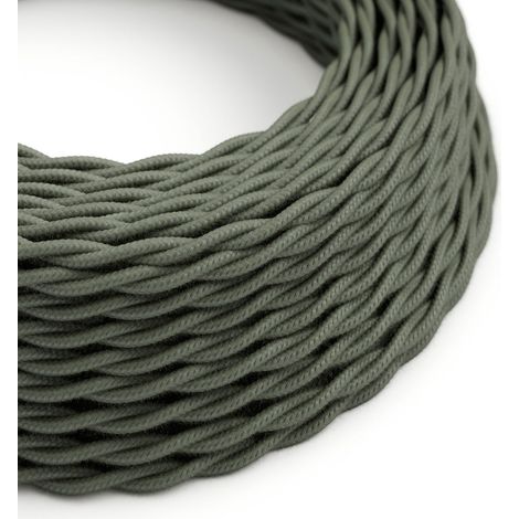 Creative-Cables Cavo elettrico rivestito in tessuto, Sezione 3 x 0,75 mm², Verde Salvia TC63, 1 m, Trecciato cotone