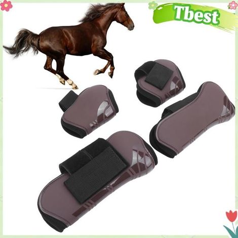 Tbest Garde‑jambes de cheval avec crochet en nylon 1 Ensemble Bottes de Tendon animalerie kit Un ensemble de quatre grands (1/5)