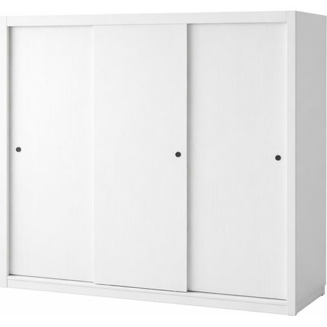 Armoire Dressing 3 Portes Coulissantes 4 Tiroirs 11 Niches Blanche L 185.5 H 208 P 49.5 cm (1/5)