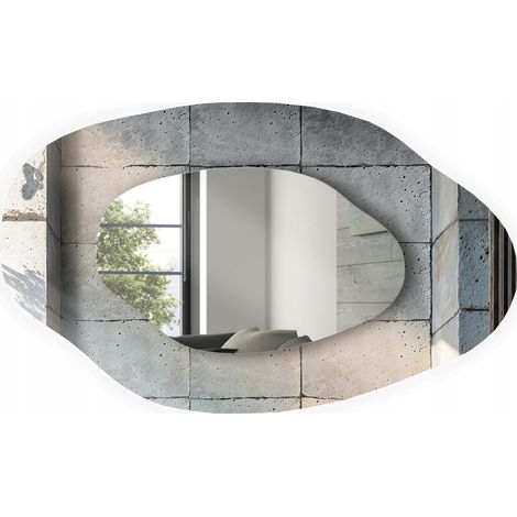 Miroir classique 100x75 cm argenté forme ovale irrégulière ARVEN (1/5)
