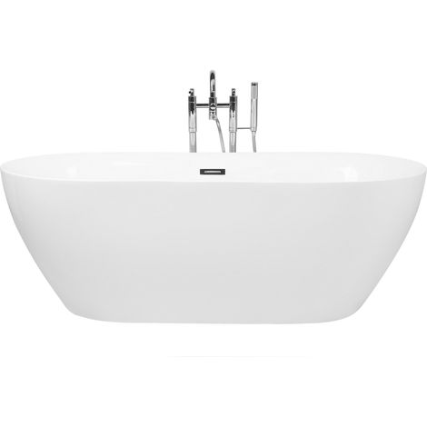 Bañera independiente de acrílico sanitario blanco brillante individual 180 x 80 cm ovalada estilo moderno Carrera
