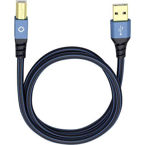 USB 2.0 [1x USB 2.0 type A mâle - 1x USB 2.0 type B mâle] 7.50 m bleu contacts dorés Oehlbach USB Pl (1/2)