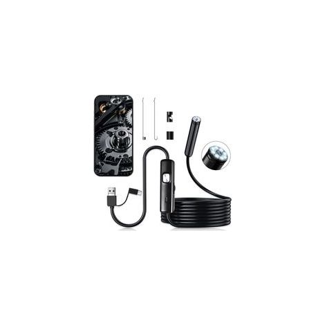 Camera Endoscopique, Camera Canalisation Serpent 1920P 5.5M, 5.5mm 3 en 1 USB Type C avec 8 LED Réglables IP67 Étanche Compatible Smartphone iOS iPhone iPad PC pour Inspection Tuyaux Moteurs Bricolage