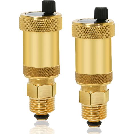 Lot de 2 purgeurs rapides automatiques DN10 G3/8 en laiton Vanne de purge automatique en laiton, auto-scellant en laiton Décharge de pression Purgeur rapide, pour chauffe-eau solaire Décompression (1/5)