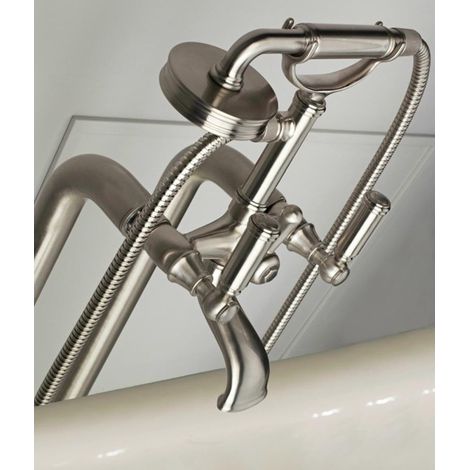 Kit mélangeur mural bain/douche à colonnettes à alimentation par le sol, douchette et flexible LIBERTY LINE - BOSSINI L00130030