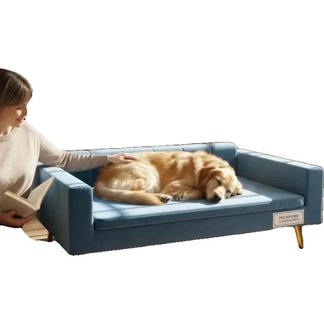 Hundesofa, weiches Kissen, skandinavisches Design, armeegrün (1/2)