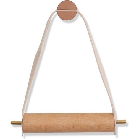 Porte Rouleau de Papier Toilette, Porte Rouleau en Bois Porte-papier de Toilette Mural en Creative（beige） (1/5)