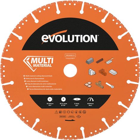 Evolution – Disque diamant segmenté 230mm – Alésage 22,2mm – Pour béton et métaux – Coupe nette et durable – Compatible disqueuse (1/3)