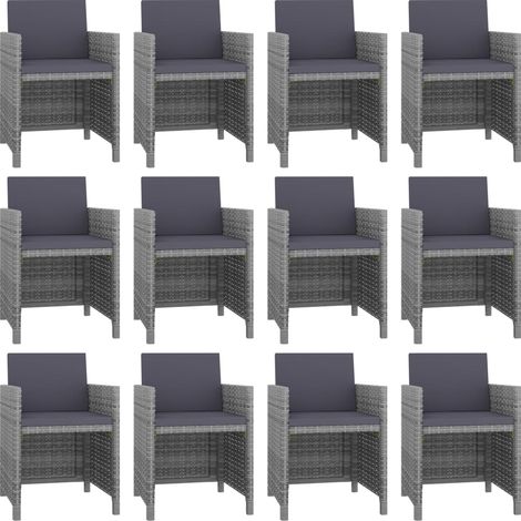 Salon de jardin 13 pcs Contemporain, Ensemble repas de jardin, avec coussins Résine tressée Anthracite OIB4209E (1/5)