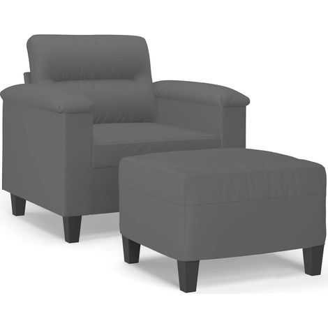 Maison Exclusive - Fauteuil avec repose-pied Gris foncé 60 cm Tissu microfibre