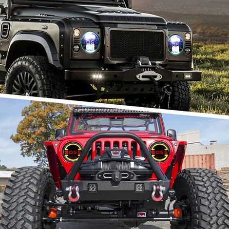 Phares ronds à LED de 7 pouces avec feux de position, feux de croisement/route pour Wrangler (1/4)