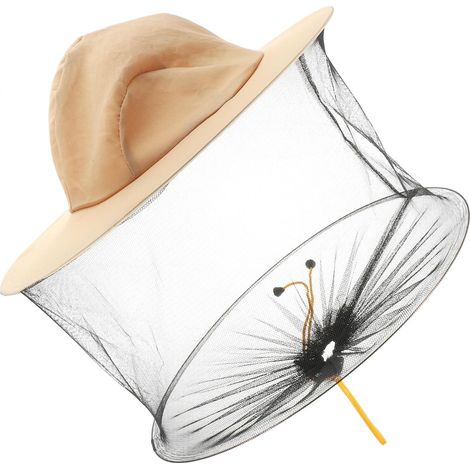 Chapeau D'apiculteur en Tissu et Mousseline Voile Renforcé Blanc Respirante pour Hommes et Femmes , pour L'apiculture Pêche (1/5)