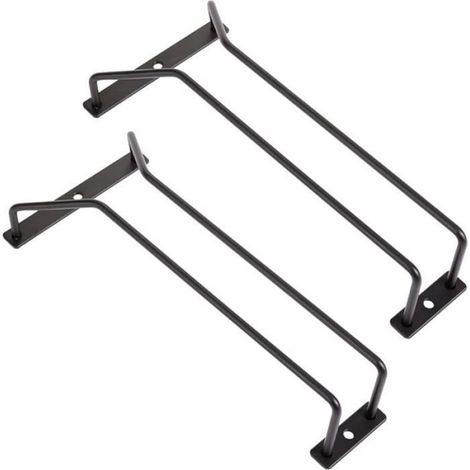 Porte-Verres À Vin - Métal Noir - Sous Étagère - 22,5 cm - Lot De 2 (1/4)