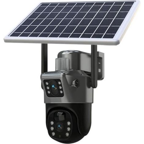 (Schwarz) 4-MP-HD-Überwachungskamera – Farbnachtsicht – Solarpanel – 32 GB Speicher (1/4)