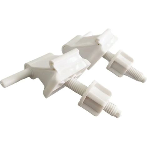 Kit de remplacement de charnières de siège de toilette en plastique blanc (S-Eat) : vis de fixation, écrous, vis pour couvercle de toilette et quincaillerie de salle de bain. (1/5)