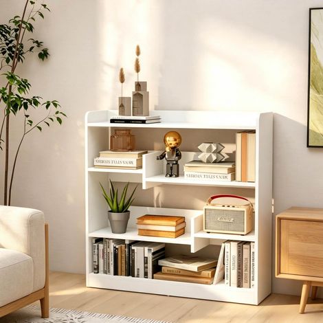 Mueble estantería abierta de almacenamiento, 90 x 24 x 91 cm, blanco OKMYHOME (1/5)