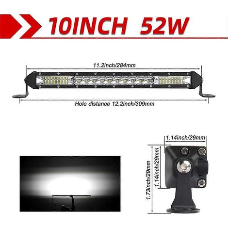 Barre lumineuse LED ultra-mince CO LIGHT 12V/24V 12-52 pouces (30-132 cm) combinant faisceau concentré et large pour Lada, quad, bateau, camion, tracteur, 52 W (1/5)