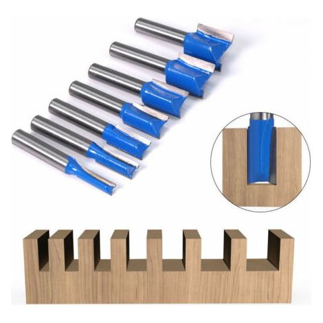 7-teiliges Set aus Hartmetall-Doppelnut-Nutfräsern mit 8-mm-Schaft, Holzbearbeitungs-Fräser (1/4)