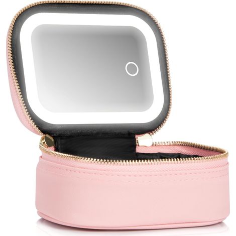 Trousse de maquillage multifonctionnelle, peut être utilisée comme miroir et éclairage, sac de rangement de produits de toilette portable (1/5)
