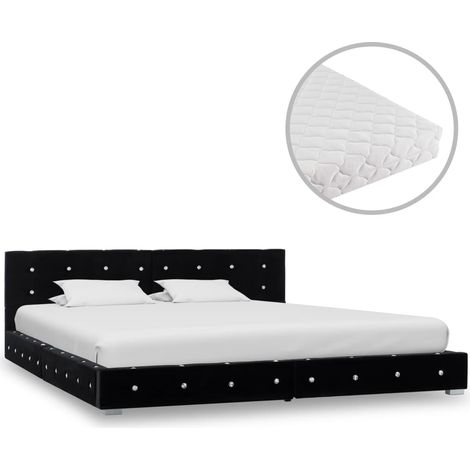 Letto con Materasso Nero in Velluto 180x200 cm vidaXL (1/5)
