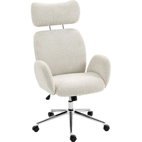 Chaise de bureau ergonomique avec appui-tête réglable, fonction bascule, hauteur ajustable et roulettes silencieuses, gris clair  CHICFURN (1/5)