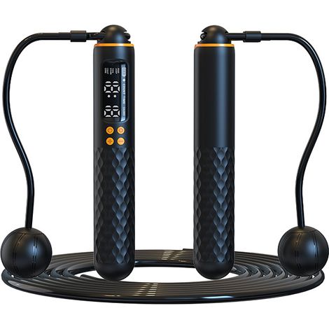 Corde à sauter ajustable avec minuteur et compteur de calories, corde à sauter portable pour hommes, femmes et enfants, fitness, boxe et perte de poids, sac de rangement inclus (1/5)