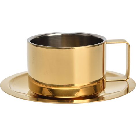 Kaffeebecher aus goldenem Edelstahl – elegantes und praktisches Design für Zuhause (1/5)
