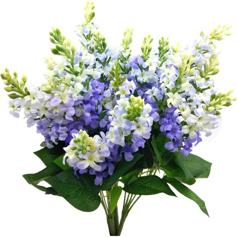 Fleurs artificielles en Soie et Plastique pour la Maison, l'intérieur et l'extérieur, Le Jardin, la Table de Mariage, la décoration de Vase, Fleur de muflier, 3 Bouquets (Lilas) (1/5)