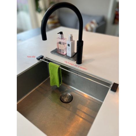 Porte-torchons et porte-brosse à vaisselle - Organisateur de comptoir pour cuisine - Support de rangement pour torchons, éponges et accessoires de nettoyage (1/2)
