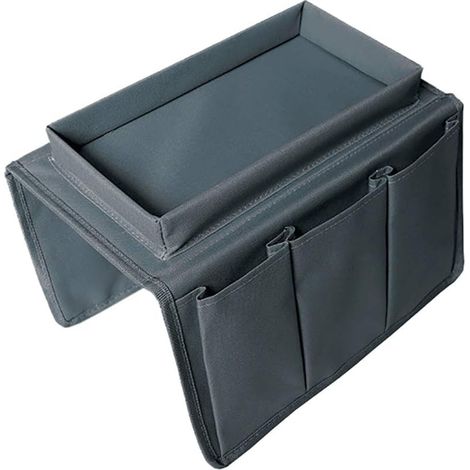 Sofa Armrest Organizer with Cup Holder Tray Sofa Organizer for Phone, Magazine, Books, TV, Remote Control, Sofa Armrest Storage Bag, Grey (1/5)