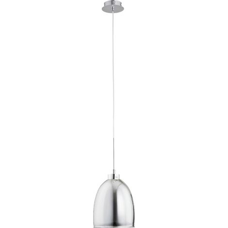 Alfa Ronda 9120 Modern Pendant Ceiling Lamp, Chrome & Graphite Glass/Metal Shade 18cm, 1xE27 Max 60W, Adjustable Drop to 100cm, Dimmable Indoor IP20, Hanging Light for Living Room & Dining
