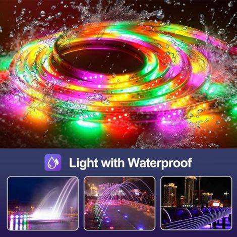 10M(5m2) Bande LED 300 LEDs 5050 RGB Étanche,Contrôlé APP du Smartphone, Synchroniser avec Rythme de Musique/Fonction de Minuterie (1/4)