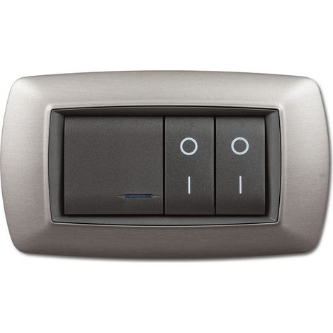 Placca placchetta per interruttore elettrico 4 Posti - Acciaio Satinato ECL2984AS (1/2)