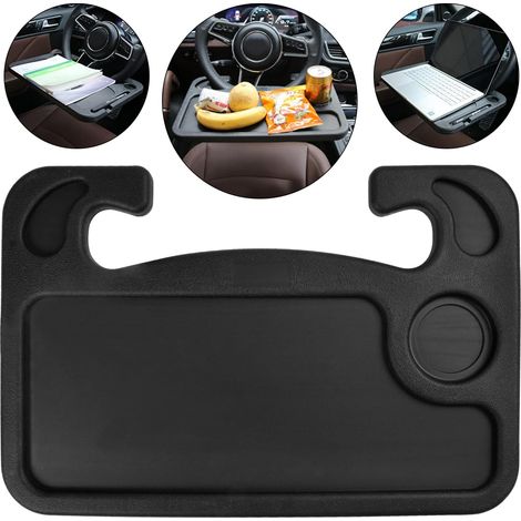 BEBUSINGOTO Auto-Lenkradtisch, schwarzer Laptoptisch, tragbares Auto-Lenkradtablett, Autotischständer für Computer, Essen, Abendessen, Lesen, Schreiben, 42 x 28 cm