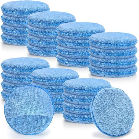 Lot de 30 tampons applicateurs de cire en microfibre, applicateurs de cire pour voiture, tampons en mousse pour le polissage et (1/4)