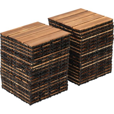 Dalles en bois emboîtables, étanches, antidérapantes, Marron (1/2)