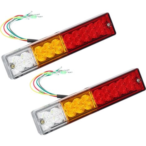 Paire de feux arrière rectangulaires étanches 12V 20LED pour remorque, camping-car, camion ou caravane (1/5)